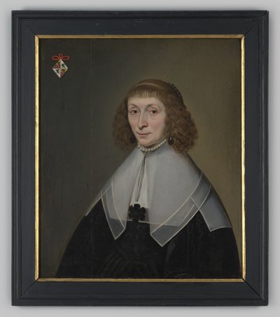 Holland:  Damesportret met familiewapen Portrait of an unknown woman alkotó: anonymous 