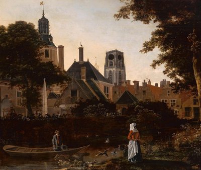 Holland: Stadsgezicht te Rotterdam met de Sint Laurenstoren Rotterdam látképe, a Szent Laurenskerk tornyával alkotó: anonymous 