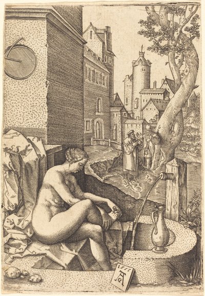 Susanna meglepte a két öreg alkotó: anonymous Germany 16th Century after Heinrich Aldegrever