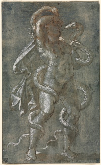 Két kígyóval összefonódott ember alkotó: attributed to Giovanni Antonio da Pordenone
