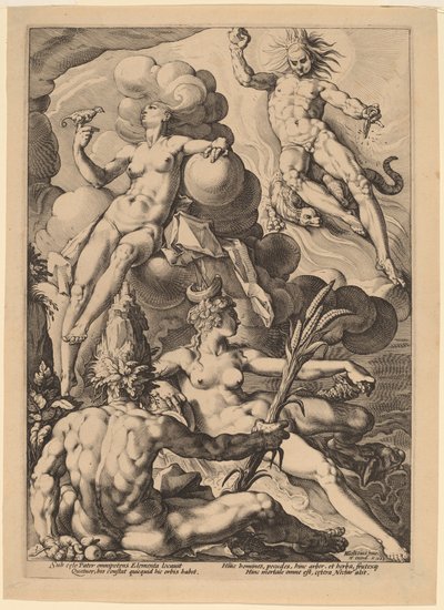 A Négy Elem alkotó: attributed to Jacob Matham, after Hendrick Goltzius