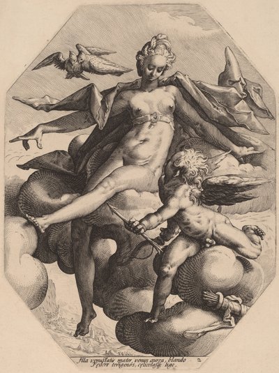 Vénusz és Ámor alkotó: attributed to Jacob Matham, after Hendrick Goltzius