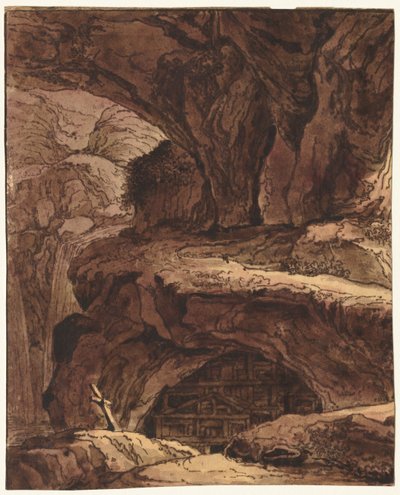 Sziklás táj barlangkápolnával alkotó: attributed to Johann Martin von Rohoden