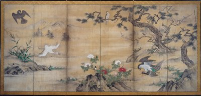Madarak és virágok alkotó: attributed to Kano Shōei