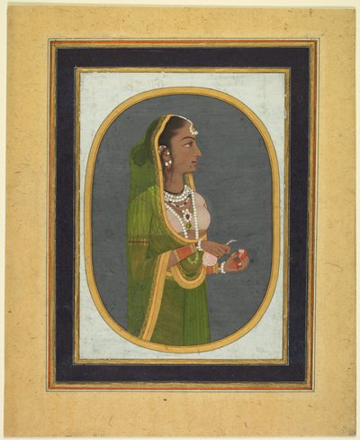 Az udvarhölgy bort tölt (recto) alkotó: attributed to Muhammad Rizavi Hindi