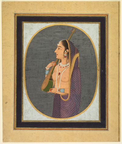 Udvari hölgy énekel és játszik a vinán alkotó: attributed to Muhammad Rizavi Hindi