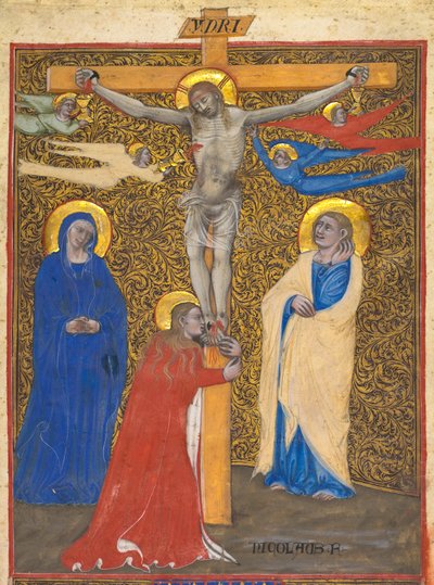 Egyetlen levél egy Misekönyvből: A keresztre feszítés alkotó: attributed to Nicolò da Bologna