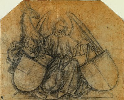 Egy angyal, aki két takarót támogat alkotó: attributed to Nikolaus Gerhaert von Leyden