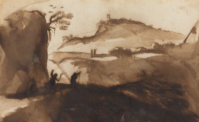 Pásztorok egy szakadékba pillantva alkotó: called Guercino Giovanni Francesco Barbieri