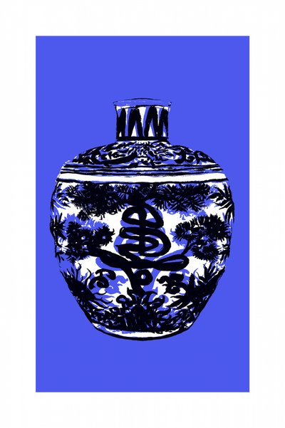 Kínai kék porcelán edény alkotó: cartissi