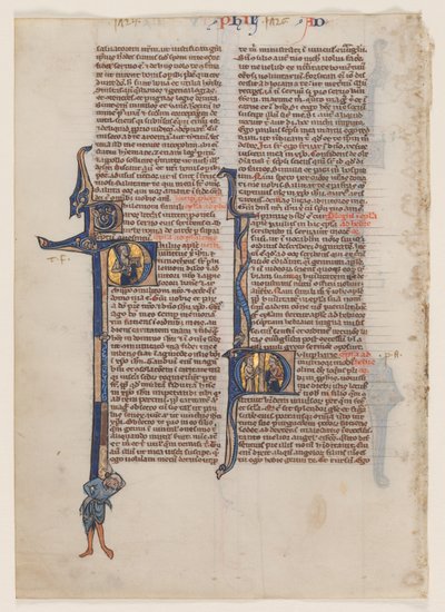 Levél latin nyelvű Bibliából: Kezdő P: Szent Pál karddal és könyvvel alkotó: circle or workshop of William de Brailes