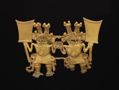 Medál két figurával, 700-1520 körül (arany-réz ötvözet tumbaga) alkotó: culture Diquis