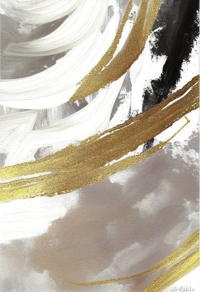 Abstract painting, Black and gray with a golden effect, Canvas prints alkotó: F. Abderrahim