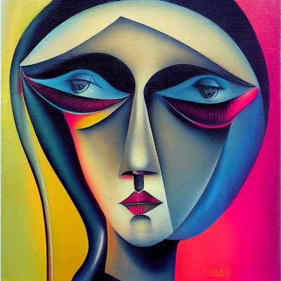Absztrakt szürrealizmus graffiti, női arc, fali művészeti nyomtatás igény szerint alkotó: F. Abderrahim