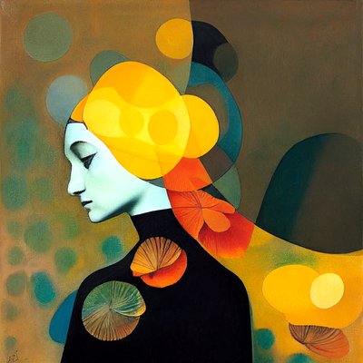 Abstract thoughtful woman, inspired by romina ressia, wall Art prints alkotó: F. Abderrahim