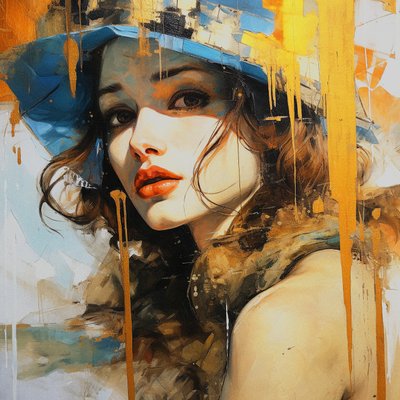 Fashion design sketch woman, detailed oil art,  Wall Art | Canvas Prints alkotó: F. Abderrahim