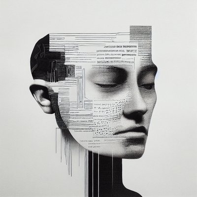 Minimalism Man Face painting, wall Art print on  demand alkotó: F. Abderrahim