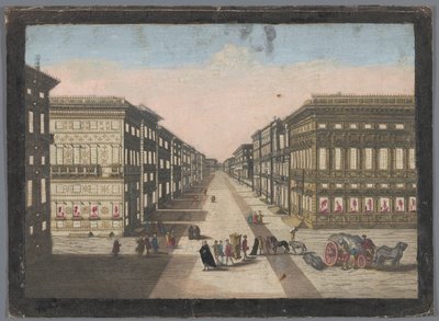 Gezicht op de Strada Nuova te Genua Kilátás a Strada Nuovára alkotó: familie Remondini (attributed to)