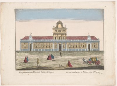 Kilátás a Nápolyi Egyetemre Prospetto esteriore delli Studi Publici di Napoli (cím a tárgyon) alkotó: familie Remondini (attributed to)