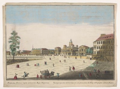 Gezicht op het Buen Retiro Palace Madridban Vüe ​​​​et perspective de la maison de plaisance du roy d