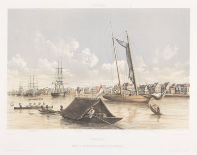 Kilátás Paramaribo vízpartjára és útjaira Kilátások Hollandia Nyugat-Indiájáról (sorozat címe) alkotó: jonkheer Jacob Eduard van Heemskerck