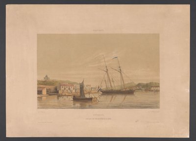 Willemstad kikötője Curacao. Hadihajók kikötőhelye a kikötőben (cím a tárgyon) Nyugat-India (sorozat címe a tárgyon) Gezigten uit Neerland