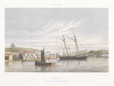 Hadihajók kikötőhelye Curaçao kikötőjében Kilátások Hollandia Nyugat-Indiájáról (sorozat címe) alkotó: jonkheer Jacob Eduard van Heemskerck