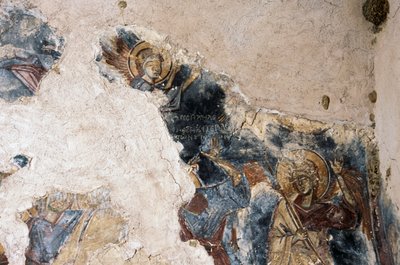 Angyal és szent, részlet az Agios Georgios Apodoulou templom freskójából, Apodoulou, Kréta, Görögország (fotó) alkotó: Theodore Charles Ange Coquelin