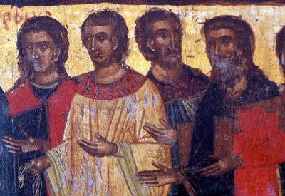 Férfialak, fatábla a Palea Roumata bizánci templomban, Kréta, Görögország (fotó) alkotó: Theodore Charles Ange Coquelin