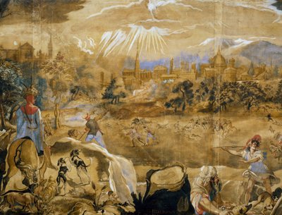 Szarvasvadászat (a háttérben ideális Firenze kilátással), részlet, 1565 körül alkotó: or Zuccaro Federico Zuccari