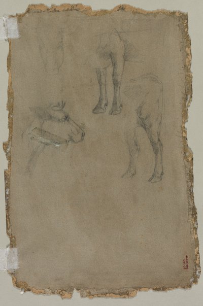 Tanulmányok egy bikáról (fordítva) alkotó: possibly by Johan Barthold Jongkind