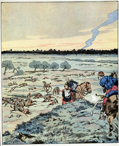Csatahajók? Nincs több! Tábornok válasza egy tisztnek, aki a reischoffeni csatában erősítést kért, és aki 1870-es nagy szolgálatáról ismert. Job illusztrációja (Jacques Marie Gaston Onfray és Breville) (Jacques-Marie) (1858-1931) for t alkotó: pseudonym for Onfray de Breville Jacques Job