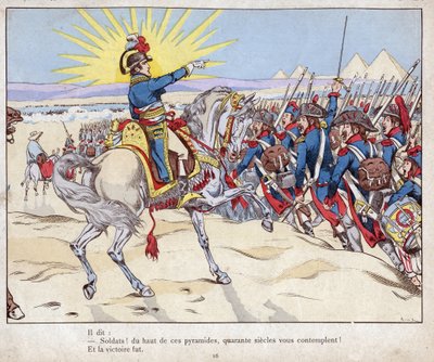 Egyiptom hadjárata: Napóleon csapatait a piramisok csatájába vezeti, július 21. alkotó: pseudonym for Onfray de Breville Jacques Job