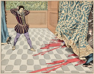 Illusztráció a „Le bon roy Henri” című könyvből, illusztrálta: Jacques Marie Gaston Onfray de Breville dit JOB (1858-1931): Szent Barthelemy napján két barátja, Segur és La Rochefoucauld egorag a szeme előtt - Magángyűjtemény alkotó: pseudonym for Onfray de Breville Jacques Job