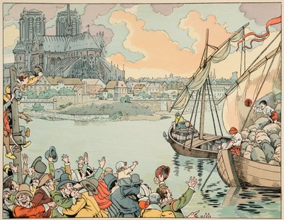Illusztráció a „Le bon roy Henri” könyvből, illusztrálta: Jacques Marie Gaston Onfray de Breville dit JOB (1858-1931): Paris refuitaille - Magángyűjtemény alkotó: pseudonym for Onfray de Breville Jacques Job