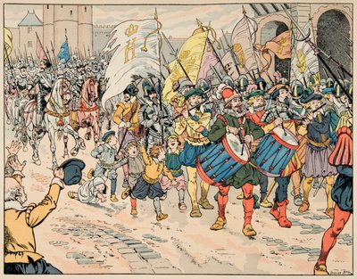 Illusztráció a „Le bon roy Henri” című könyvből vett, illusztrálta: Jacques Marie Gaston Onfray de Breville dit JOB (1858-1931): IV. Henrik bejegyezte Párizsban 1594. március 21-én - Magángyűjtemény alkotó: pseudonym for Onfray de Breville Jacques Job