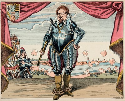 Illusztráció a „Le bon roy Henri” című könyvből, illusztrálta: Jacques Marie Gaston Onfray de Breville dit JOB (1858-1931): Charles de Lorraine (1554-1611), Mayenne hercegének, a Liga katonai vezetőjének, ellenségének portréja Henri IV - Magángyűjtemény alkotó: pseudonym for Onfray de Breville Jacques Job
