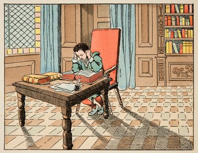 Illusztráció a „Le bon roy Henri” című könyvből, illusztrálta: Jacques Marie Gaston Onfray de Breville dit JOB (1858-1931): Oktatás a 16. században: előadás a klasszikusokról - Magángyűjtemény alkotó: pseudonym for Onfray de Breville Jacques Job
