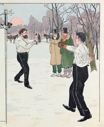 Jacques Marie Gaston Onfray de Breville: JOB (1858 - 1931); Illusztráció a „Les epees de France” könyvből: Párbaj 1894-ben; Coll, Share alkotó: pseudonym for Onfray de Breville Jacques Job