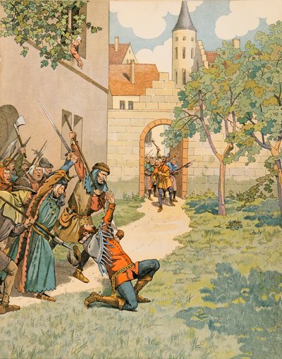 Jacques Marie Gaston Onfroy de Breville az állásban (1858-1931) - Belgium története: Jacques (Jacob) Van Artevelde (1287 - 1345) azt mondja, Gent bölcse a lakosság csapásai alá esik, Magángyűjtemény alkotó: pseudonym for Onfray de Breville Jacques Job