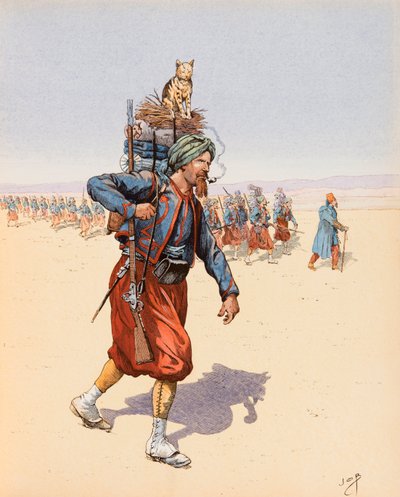 Jacques Marie Gaston Onfroy de Breville az állásban (1858-1931) - Le Zouzou (Zouave egy expedíción a sivatagban), Magángyűjtemény alkotó: pseudonym for Onfray de Breville Jacques Job