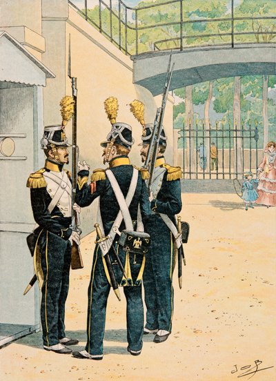 Jacques Marie Gaston Onfroy de Breville a munkahelyén (1858-1931) – A francia csapatok mindenkori felszerelése: Voltigeurs de la Garde Imperiale, Magángyűjtemény alkotó: pseudonym for Onfray de Breville Jacques Job