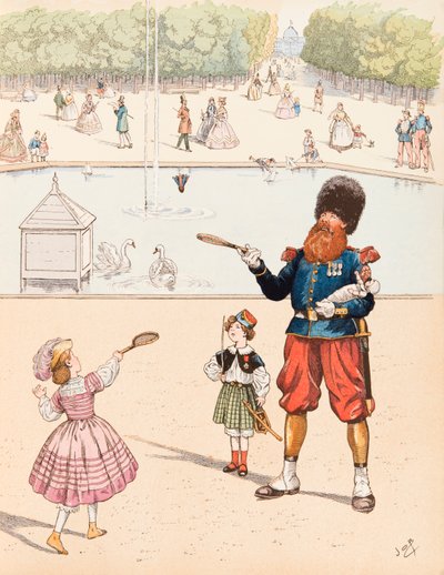 Jacques Marie Gaston Onfroy de Breville a JOB-ban (1858-1931) – A Sapper (a francia hadsereg sapeur egy nyilvános kertben játszik a gyerekeivel), Magángyűjtemény alkotó: pseudonym for Onfray de Breville Jacques Job