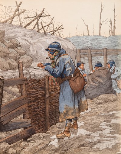 Jacques Marie Gaston Onfroy de Breville dit JOB (1858-1931) - A pepere levele (szőrös egy lövészárokban, családjának írt az első világháború alatt), Magángyűjtemény alkotó: pseudonym for Onfray de Breville Jacques Job