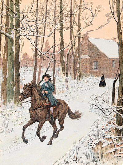 Jacques Marie Gaston Onfroy de Breville az állásban (1858-1931) – A fiatal George Washington (1732-1799) 1740-ben elhagyta a családi házat az Old Field School magángyűjteményébe. alkotó: pseudonym for Onfray de Breville Jacques Job