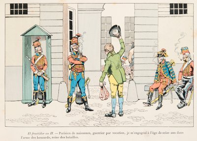 Jacques Marie Gaston Onfroy de Breville a JOB-ban (1858-1931) - fiatal férfi, aki a Houzardokban (huszárokban) foglalkozott a francia forradalom idején, magángyűjtemény alkotó: pseudonym for Onfray de Breville Jacques Job