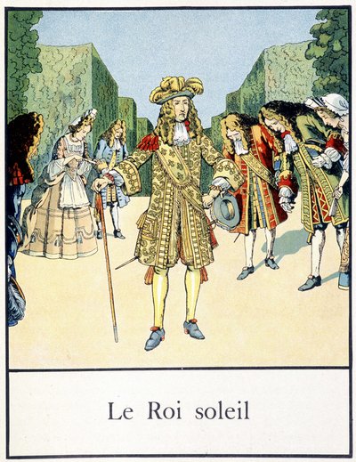 A Napkirály (XIV. Lajos a versailles-i kertben, udvarával körülvéve) - Jacques Bainville „" Petite histoire de France" című könyvében, szerk. Sörény alkotó: pseudonym for Onfray de Breville Jacques Job