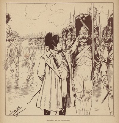 Napóleon és gránátosai (litho) alkotó: pseudonym for Onfray de Breville Jacques Job