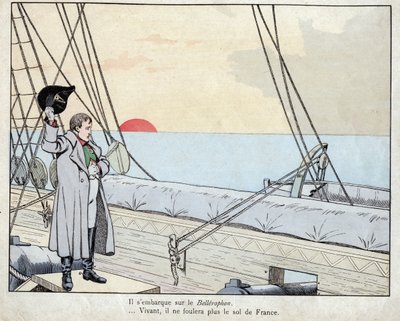 Napóleon a HMS Bellerophon fedélzetén 1815 – Job (Jacques Onfroy de Breville) litográfiája a „Le Grand Napoleon des Petites Enfants”” 1893-ból alkotó: pseudonym for Onfray de Breville Jacques Job