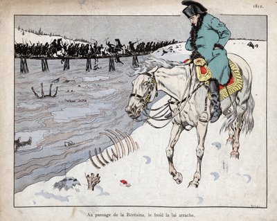 Napóleon nézi Grand Armee maradványait a Berezina folyón átkelve Moszkvából visszavonulva alkotó: pseudonym for Onfray de Breville Jacques Job